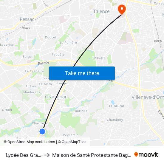 Lycée Des Graves to Maison de Santé Protestante Bagatelle map