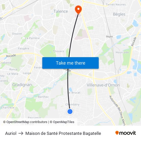 Auriol to Maison de Santé Protestante Bagatelle map