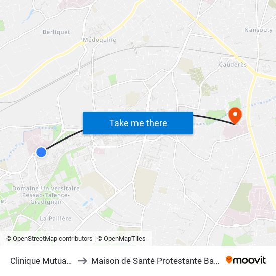 Clinique Mutualiste to Maison de Santé Protestante Bagatelle map