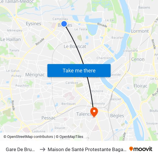 Gare De Bruges to Maison de Santé Protestante Bagatelle map