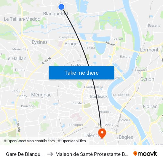 Gare De Blanquefort to Maison de Santé Protestante Bagatelle map