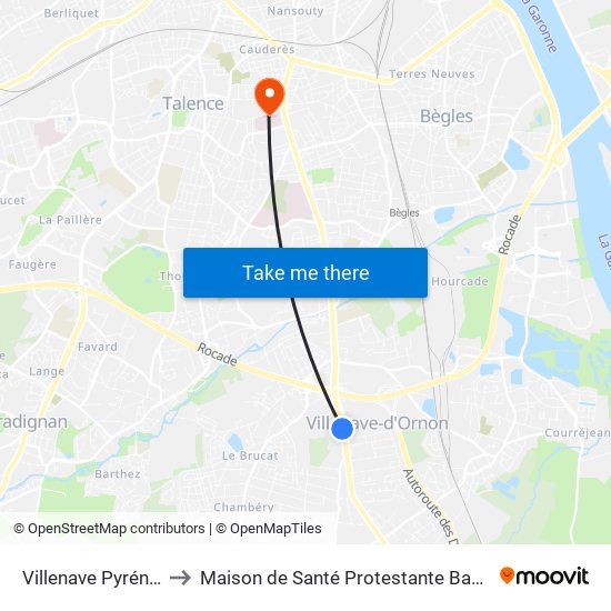 Villenave Pyrénées to Maison de Santé Protestante Bagatelle map