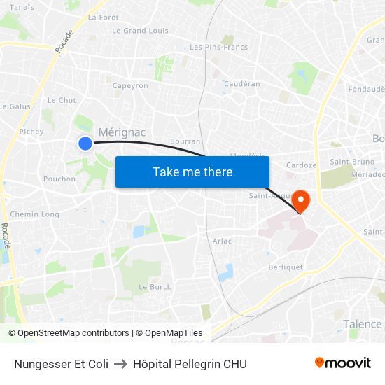 Nungesser Et Coli to Hôpital Pellegrin CHU map