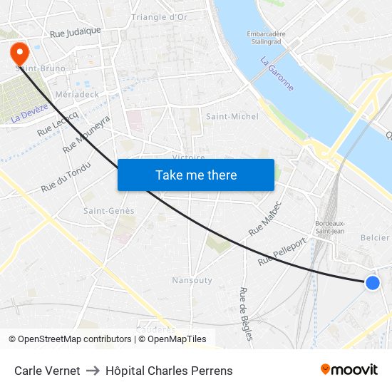 Carle Vernet to Hôpital Charles Perrens map