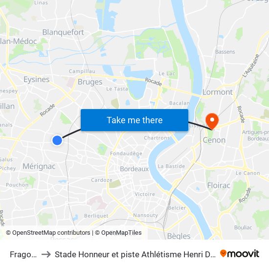 Fragonard to Stade Honneur et piste Athlétisme Henri Danflous de Palmer map