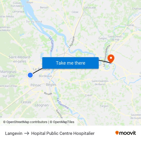 Langevin to Hopital Public Centre Hospitalier map