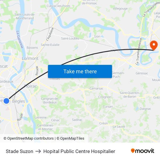 Stade Suzon to Hopital Public Centre Hospitalier map
