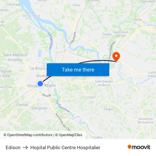 Edison to Hopital Public Centre Hospitalier map