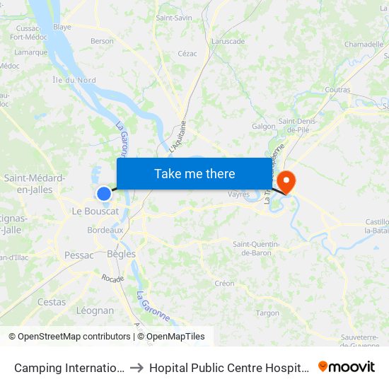 Camping International to Hopital Public Centre Hospitalier map