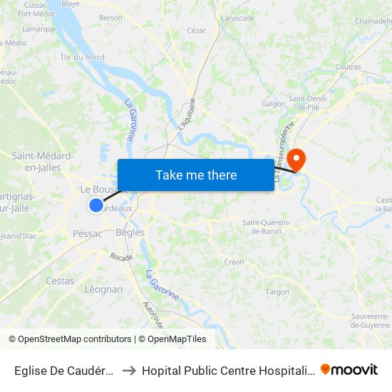 Eglise De Caudéran to Hopital Public Centre Hospitalier map