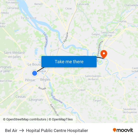 Bel Air to Hopital Public Centre Hospitalier map