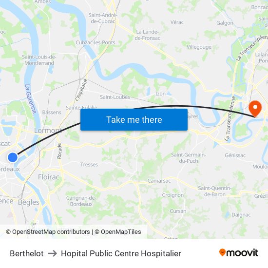 Berthelot to Hopital Public Centre Hospitalier map