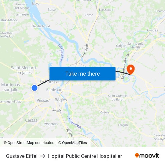 Gustave Eiffel to Hopital Public Centre Hospitalier map