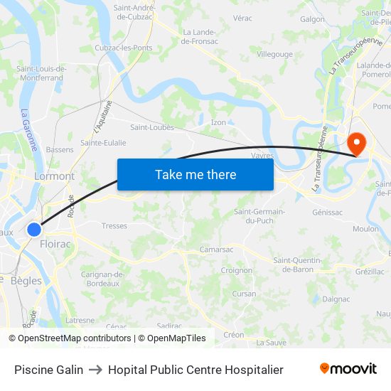 Piscine Galin to Hopital Public Centre Hospitalier map