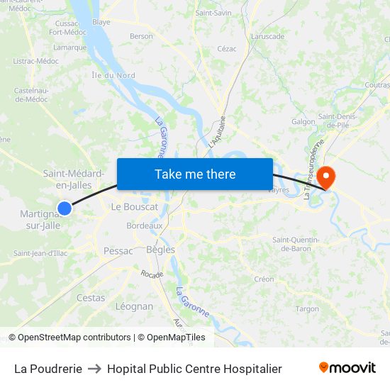 La Poudrerie to Hopital Public Centre Hospitalier map