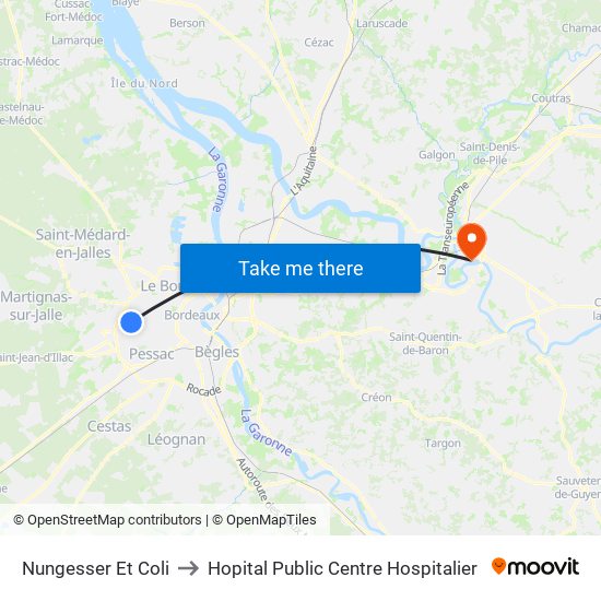 Nungesser Et Coli to Hopital Public Centre Hospitalier map