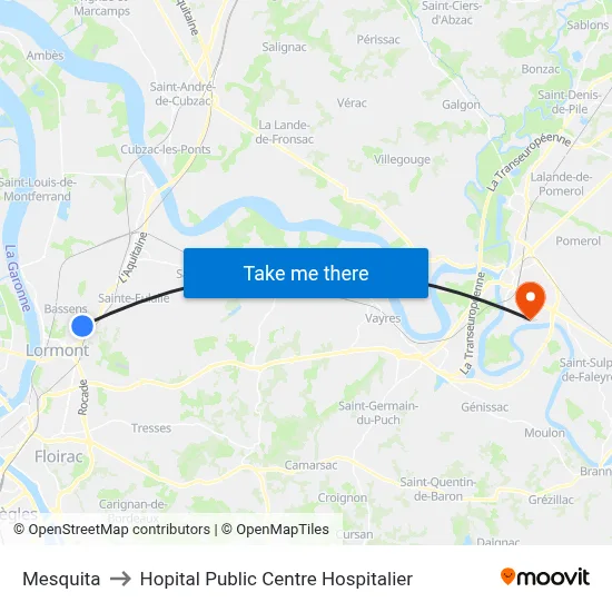 Mesquita to Hopital Public Centre Hospitalier map