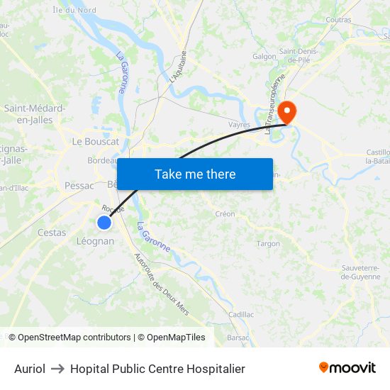 Auriol to Hopital Public Centre Hospitalier map