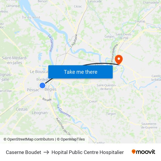 Caserne Boudet to Hopital Public Centre Hospitalier map