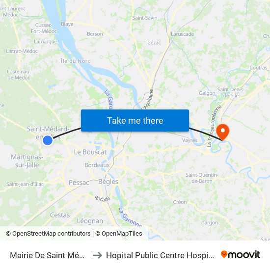 Mairie De Saint Médard to Hopital Public Centre Hospitalier map
