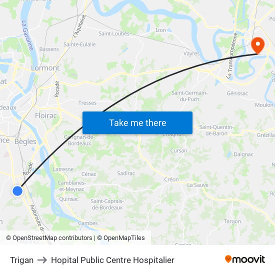 Trigan to Hopital Public Centre Hospitalier map