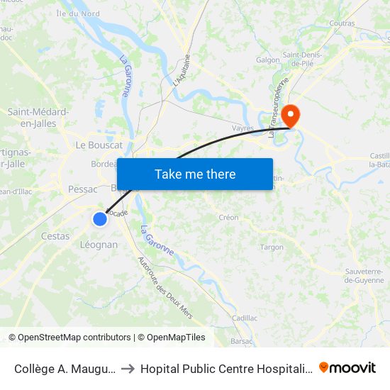 Collège A. Mauguin to Hopital Public Centre Hospitalier map