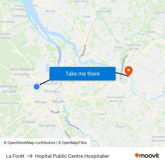 La Forêt to Hopital Public Centre Hospitalier map