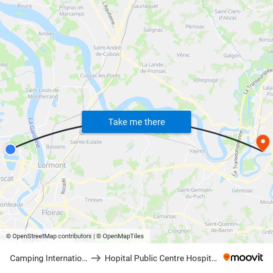 Camping International to Hopital Public Centre Hospitalier map