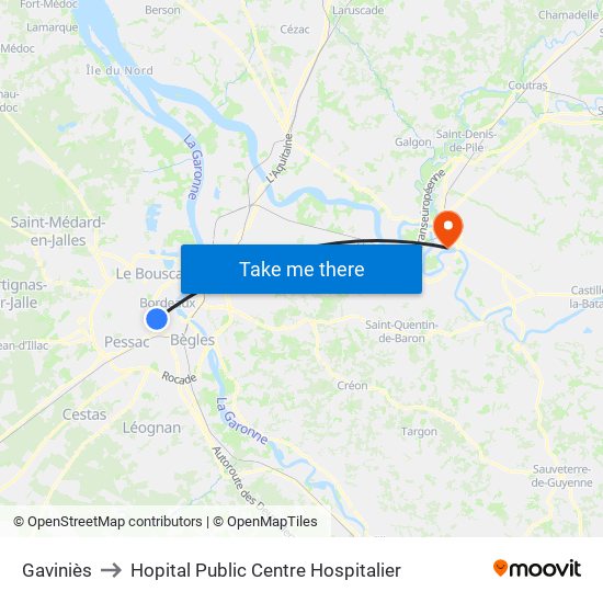 Gaviniès to Hopital Public Centre Hospitalier map