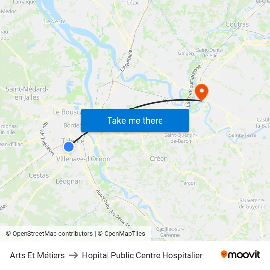 Arts Et Métiers to Hopital Public Centre Hospitalier map