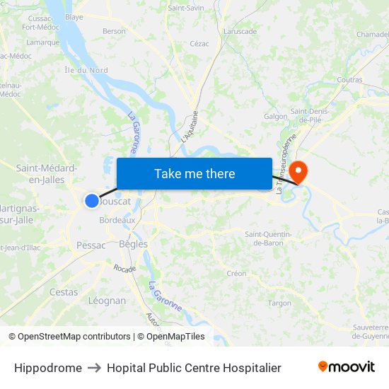 Hippodrome to Hopital Public Centre Hospitalier map