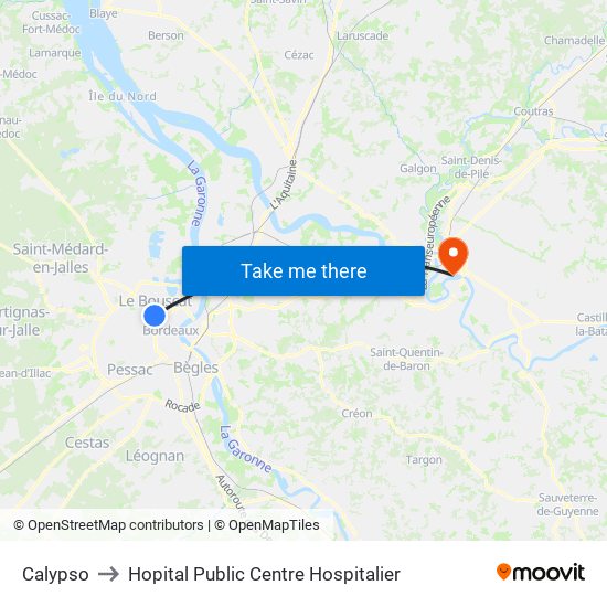 Calypso to Hopital Public Centre Hospitalier map