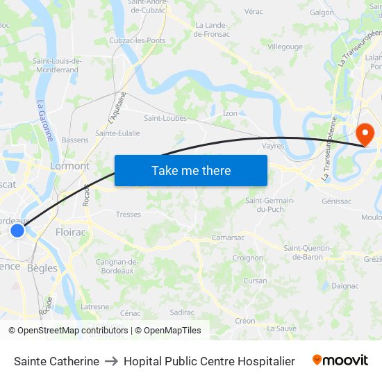 Sainte Catherine to Hopital Public Centre Hospitalier map