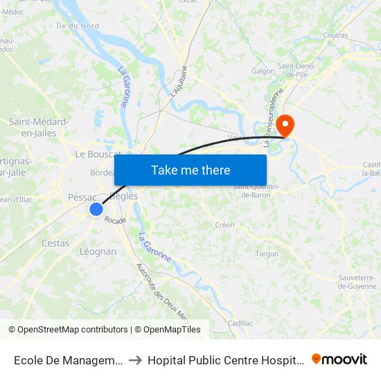 Ecole De Management to Hopital Public Centre Hospitalier map