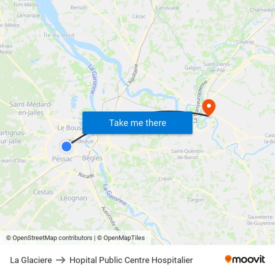 La Glaciere to Hopital Public Centre Hospitalier map