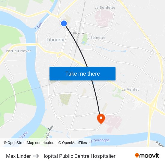 Max Linder to Hopital Public Centre Hospitalier map