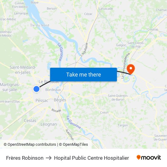 Frères Robinson to Hopital Public Centre Hospitalier map