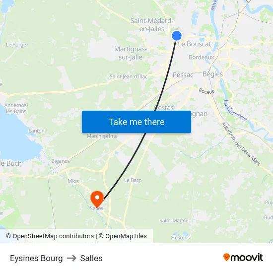 Eysines Bourg to Salles map