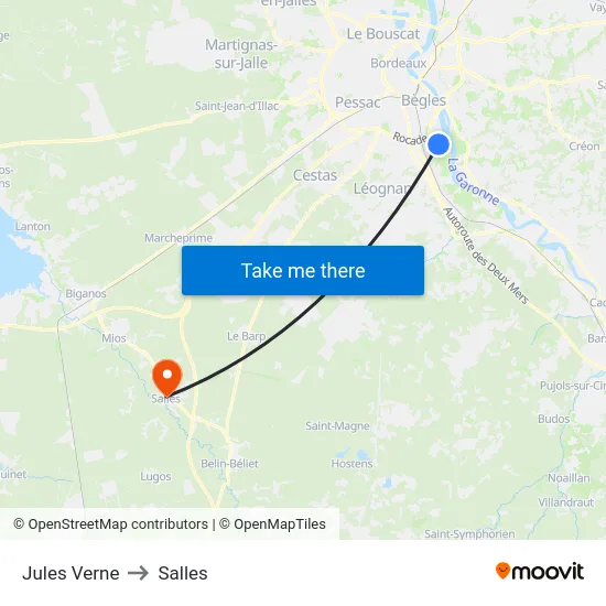 Jules Verne to Salles map