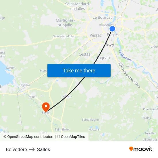 Belvédère to Salles map