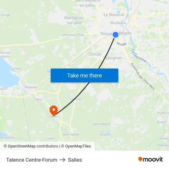Talence Centre-Forum to Salles map