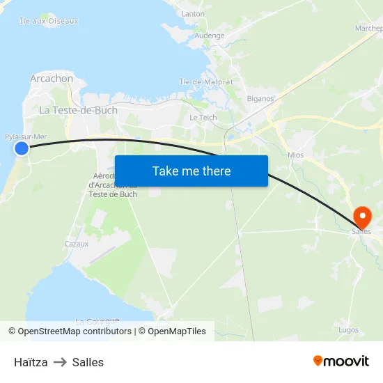 Haïtza to Salles map