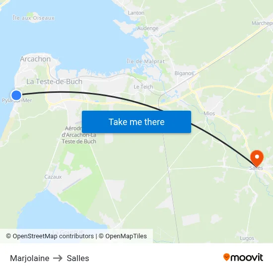 Marjolaine to Salles map