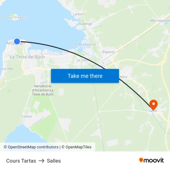Cours Tartas to Salles map