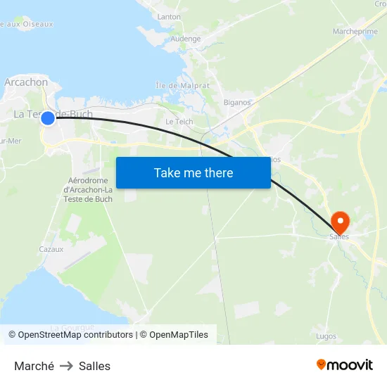 Marché to Salles map