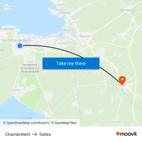 Chambrelent to Salles map