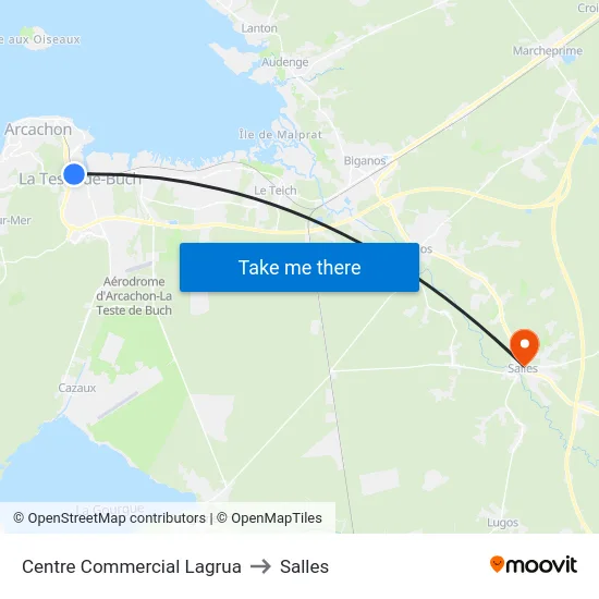 Centre Commercial Lagrua to Salles map