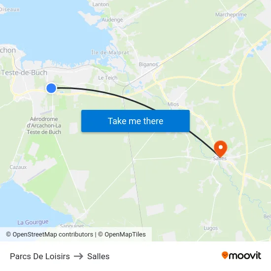 Parcs De Loisirs to Salles map