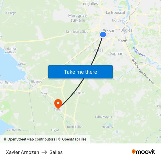 Xavier Arnozan to Salles map