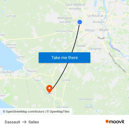 Dassault to Salles map